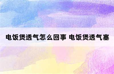 电饭煲透气怎么回事 电饭煲透气塞